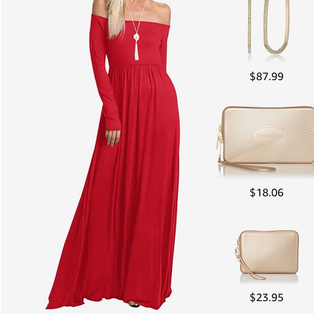 Off the shoulder long red dress